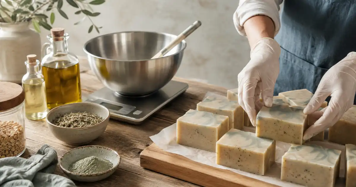 Elaboración de jabones artesanales naturales con aceites, arcilla y avena