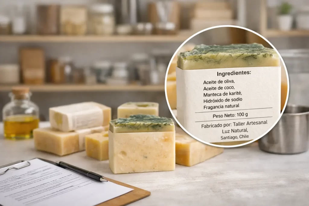 Regulación de jabones artesanales en Chile con ejemplo de etiquetado