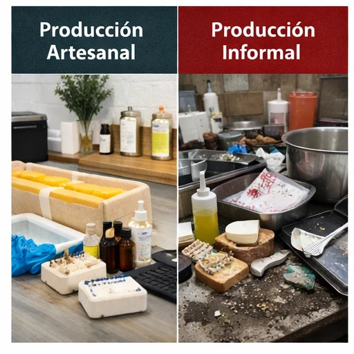 producción artesanal responsable de jabones en taller higiénico